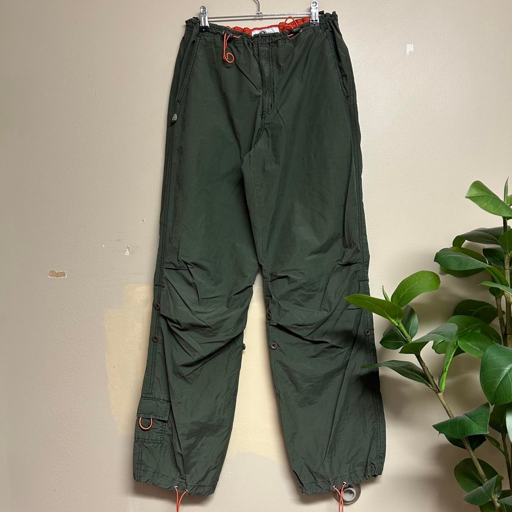 Arizona Jean Co Y2K Olive Green Baggy Utility Parachute Pants Mens S 27x32